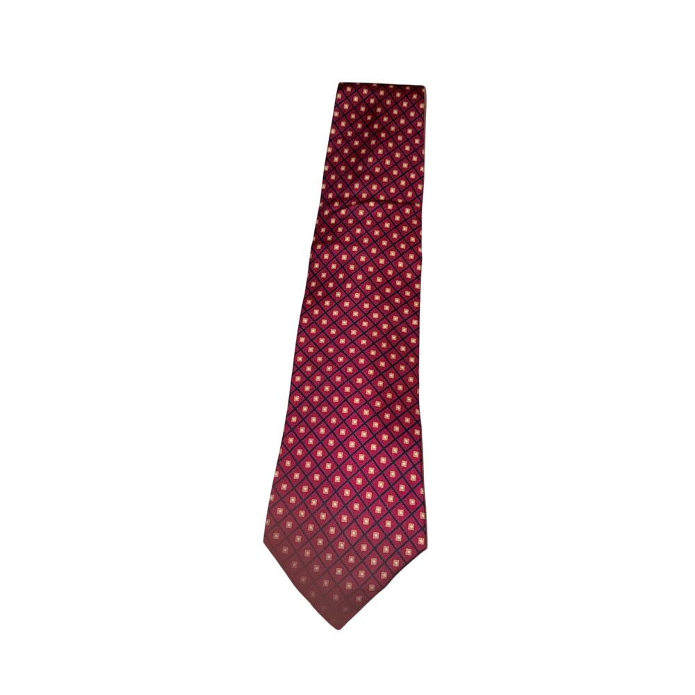 Vintage Burberry’s Burberry 100% silk hand sewn neck tie USA made luxury red